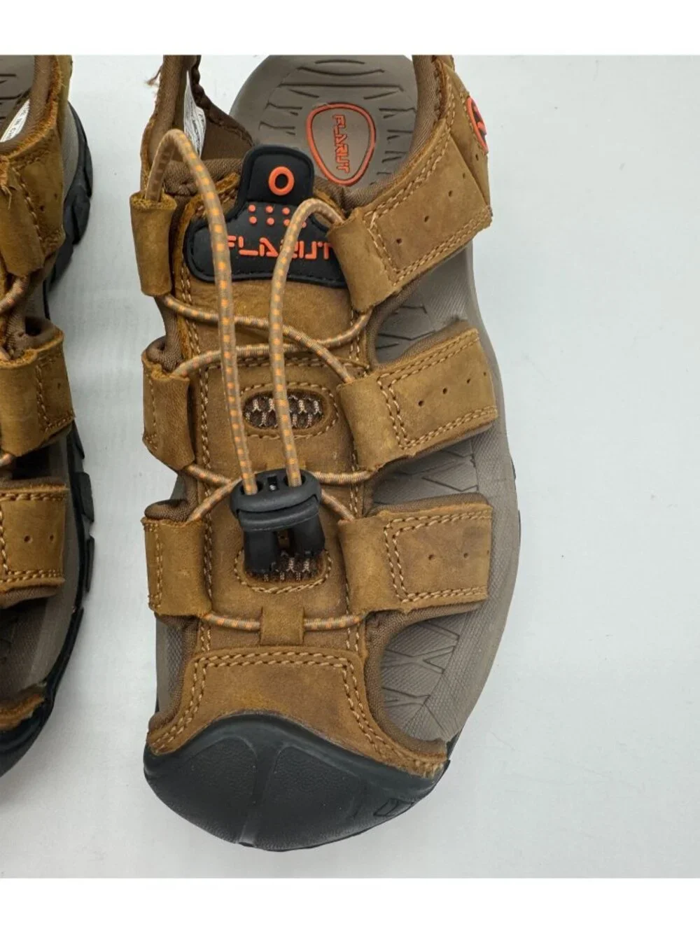 Flarut Mens Closed-Toe Outdoors Hiking Sports Sandals Size EU 39 Brown Suede